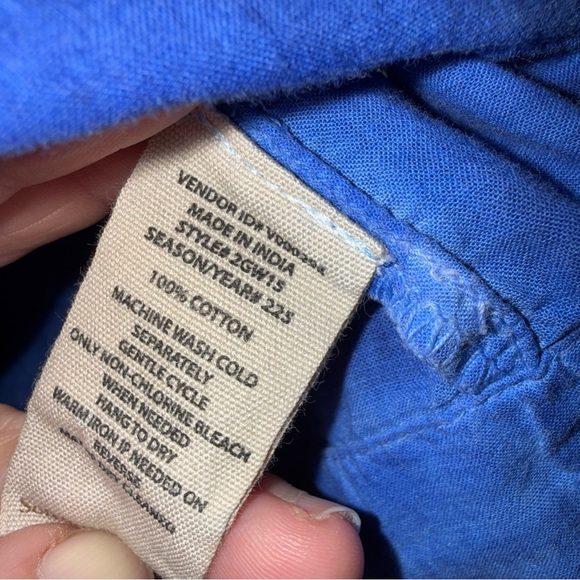 soft surroundings Sedona Stone wash Blue Tunic Collar Top Cotton XL - Picture 4 of 4